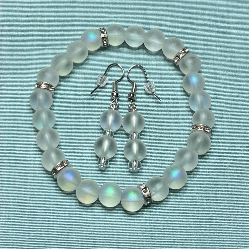 Mermaid glass Silver Jewelry Set